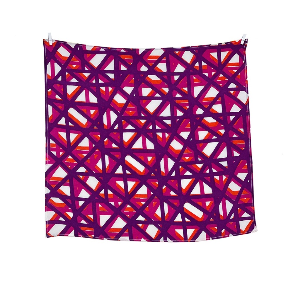 NWT SILKLETTE Intersections 100% Fine Silk Kerchief Scarf ORANGE/MAGENTA/WHITE - Picture 5 of 5